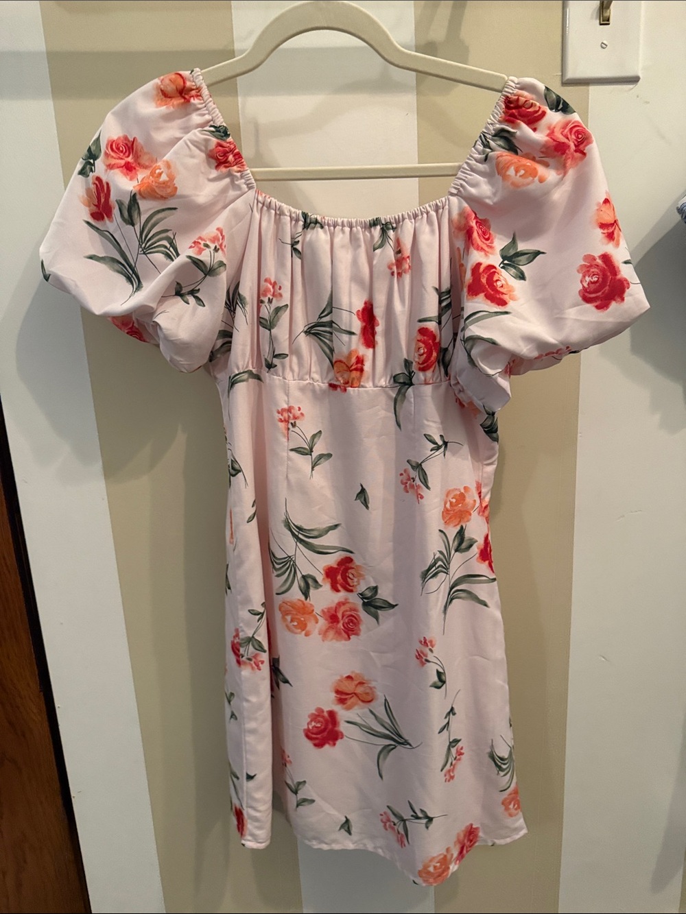 GB girls Blush Pink Floral Dress with Puff Detail